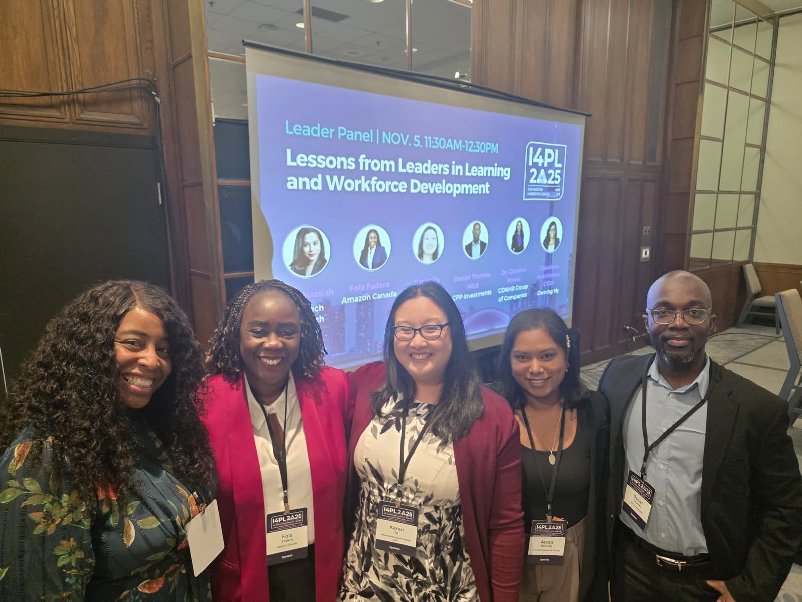 Panellists together after the I4PL leader panel on learning and workforce development