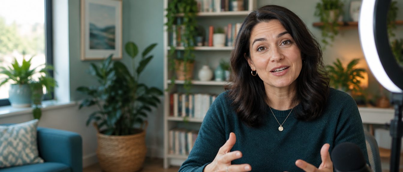 Une présentatrice s'adresse à la caméra pendant un webinaire national.